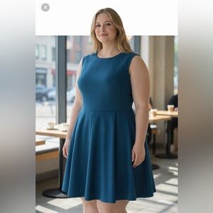 NWT M.M.LaFleur Toi Dress WonderTex Deep Teal Fit & Flare Work Dress Size 20